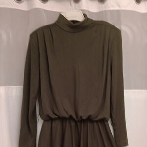Chic Olive Long Sleeve Turtleneck Dress
